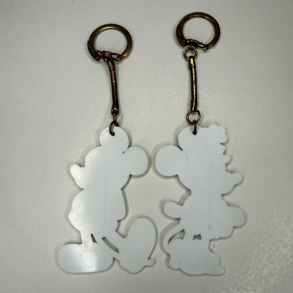 Vintage Disney Mickey and Minnie Mouse Keychain Set Walt Disney Productions